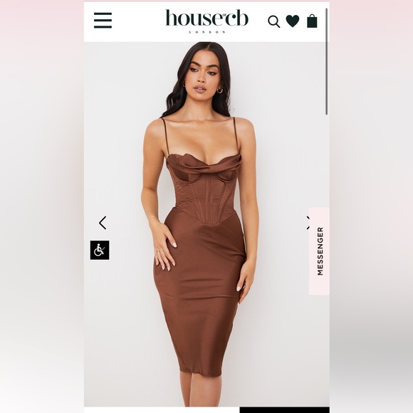 NWOT - HOUSE OF CB Myrna Satin Corset Slip Dress in CHOCOLATE - Picture 2 of 13